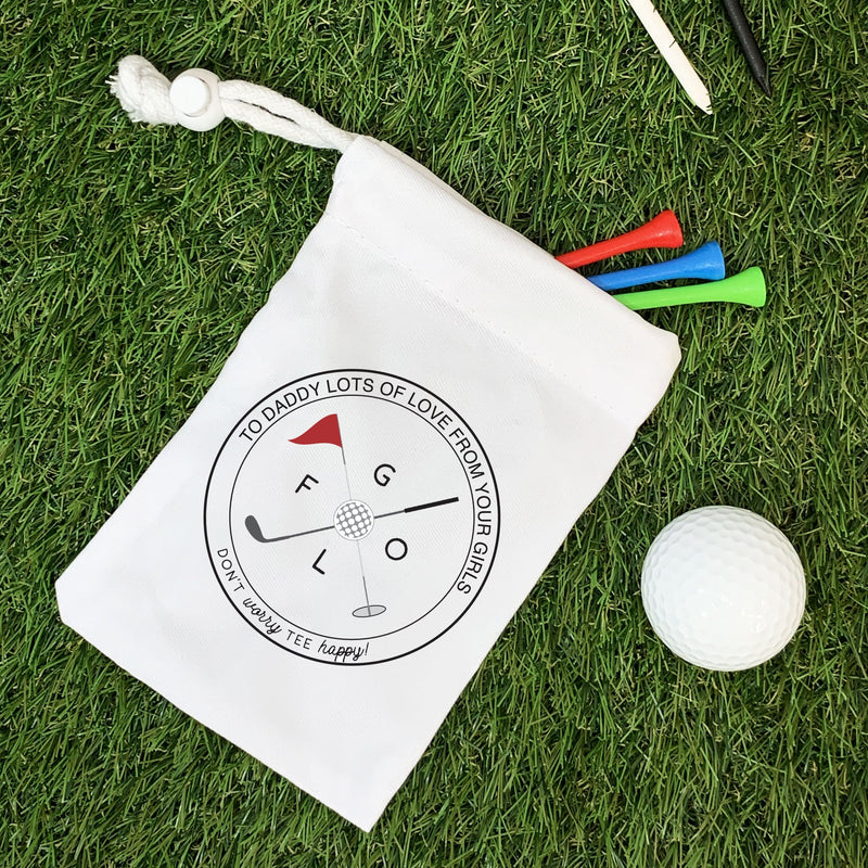 Golf Accessory Gift - Personalised Golf Tee Bag With Name - Stocking Filler Golf Present For Him Or Her
