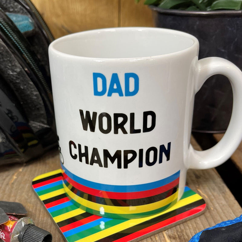 World champion cyclist rainbow jersey mug gift for cycling fan