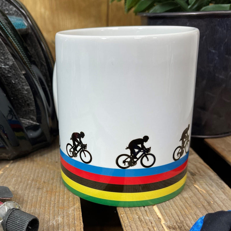 World champion cyclist rainbow jersey mug gift for cycling fan