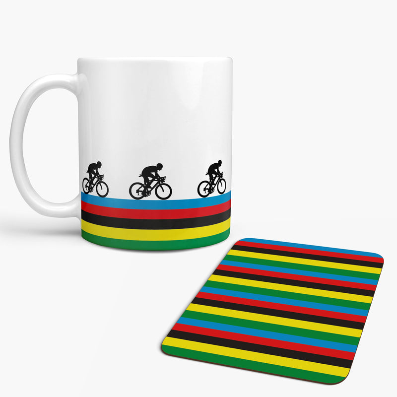 World champion cyclist rainbow jersey mug gift for cycling fan