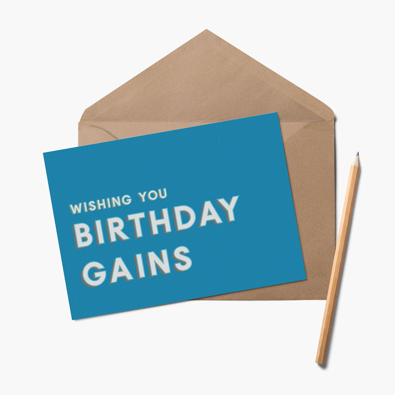 Wishing You Birthday Gains - Strong Guys Greetings Card