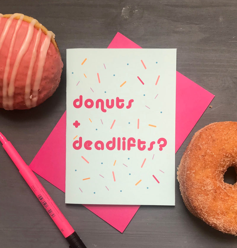 Deadlifts and Donuts Funny Fitness Gym Greeting Card